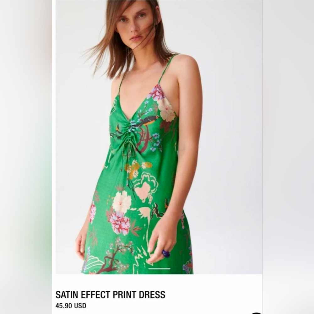 🌺💚NWOT Zara Satin Effect Slip Mini